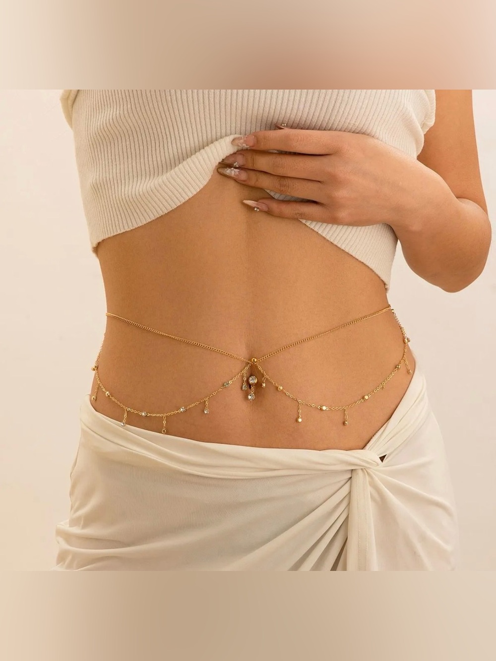Gold Dainty Belly Chain Body Jewelry - Women's Hip Waist Chain